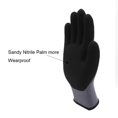 15G Nylon Spandex Sandy Nitrile Coated Gloves Work Gloves Safety Construction Nitrile Coated Gloves