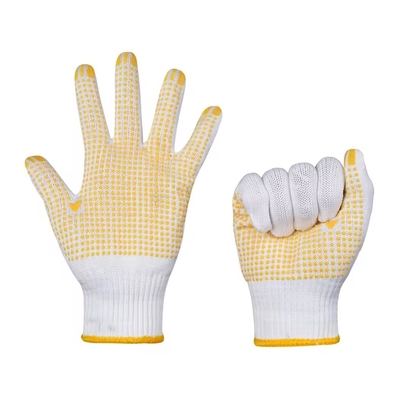 Wholesale Price Work Nylon PVC Polka Dots Gloves Knit White Cotton Personal Safety Gloves
