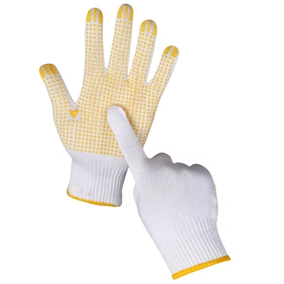 Wholesale Price Work Nylon PVC Polka Dots Gloves Knit White Cotton Personal Safety Gloves