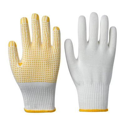 Wholesale Price Work Nylon PVC Polka Dots Gloves Knit White Cotton Personal Safety Gloves