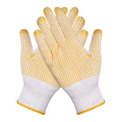 Wholesale Price Work Nylon PVC Polka Dots Gloves Knit White Cotton Personal Safety Gloves